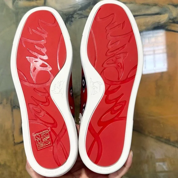 👞 CHRISTIAN LOUBOUTIN Satin Nappa Loubi Eye Louis Orlato Flat Sneakers Size: 41 - Picture 11 of 11